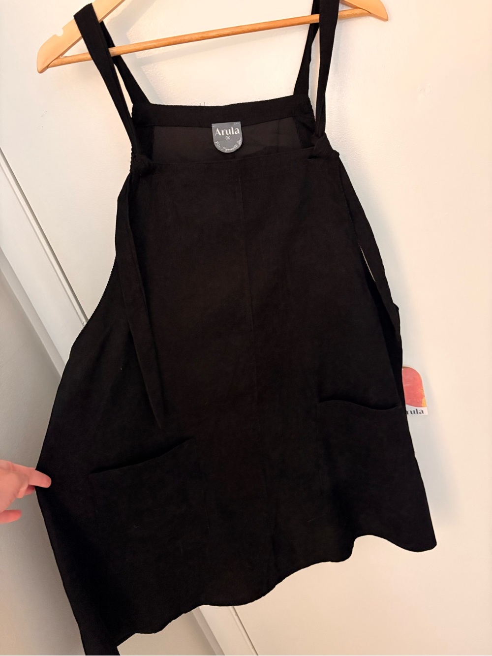Arula Black Corduroy Overall Style Dress